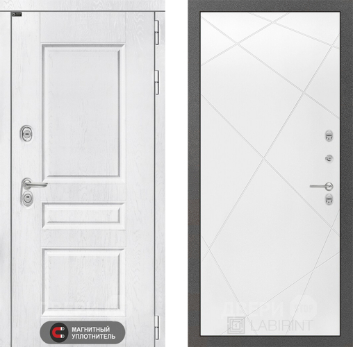 Входная металлическая Дверь Лабиринт (LABIRINT) Versal 24 Белый софт в Электрогорске