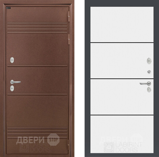 Входная металлическая Дверь Лабиринт (LABIRINT) Термо Лайт 25 Белый софт в Электрогорске