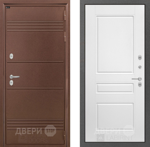 Входная металлическая Дверь Лабиринт (LABIRINT) Термо Лайт 03 Белый софт в Электрогорске
