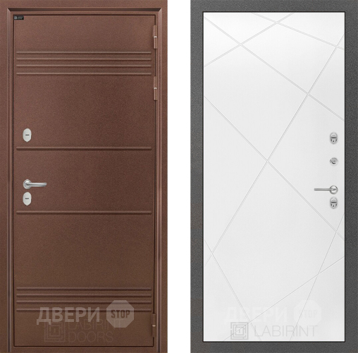 Входная металлическая Дверь Лабиринт (LABIRINT) Термо Лайт 24 Белый софт в Электрогорске