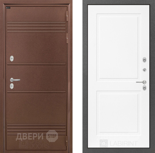 Входная металлическая Дверь Лабиринт (LABIRINT) Термо Лайт 11 Белый софт в Электрогорске