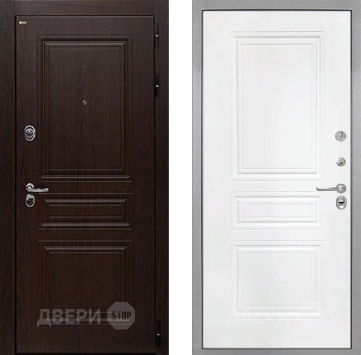 Входная металлическая Дверь Интекрон (INTECRON) Брайтон Тиковое Дерево ФЛ-243 Белый матовый в Электрогорске