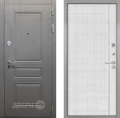 Входная металлическая Дверь Интекрон (INTECRON) Брайтон Графит В-07 с молдингом Лофт белый в Электрогорске
