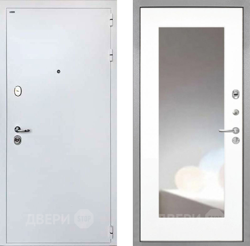 Входная металлическая Дверь Интекрон (INTECRON) Колизей White ФЛЗ-120-М Зеркало Белый матовый в Электрогорске