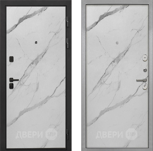 Входная металлическая Дверь Интекрон (INTECRON) Профит Black Мрамор Арктик Гладкая Мрамор натуральный арктик в Электрогорске
