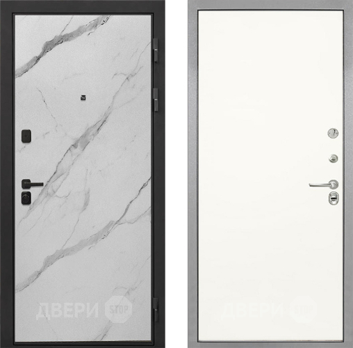 Входная металлическая Дверь Интекрон (INTECRON) Профит Black Мрамор Арктик Гладкая Слоновая кость в Электрогорске