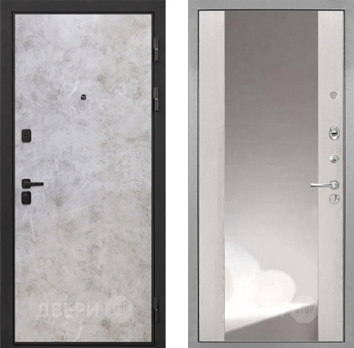 Дверь Интекрон (INTECRON) Профит Black Мрамор Светлый ФЛЗ-516 Зеркало Сосна белая в Электрогорске