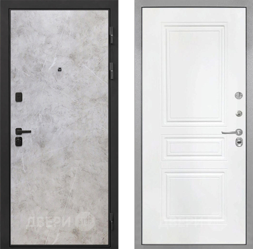 Входная металлическая Дверь Интекрон (INTECRON) Профит Black Мрамор Светлый ФЛ-243 Белый матовый в Электрогорске
