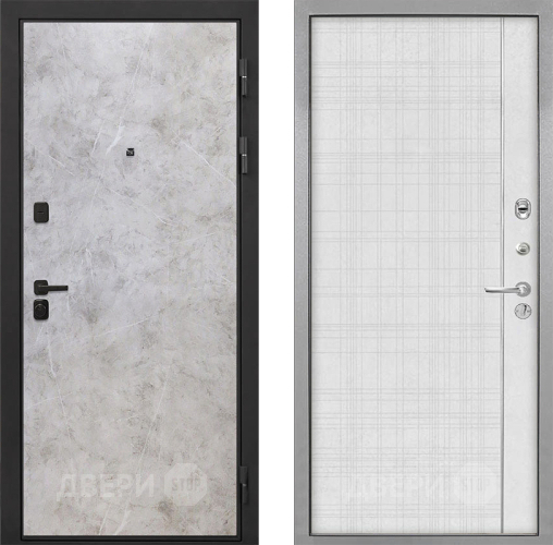 Входная металлическая Дверь Интекрон (INTECRON) Профит Black Мрамор Светлый В-07 с молдингом Лофт белый в Электрогорске