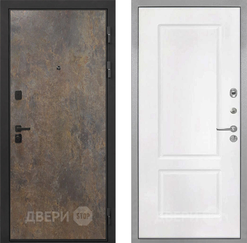 Входная металлическая Дверь Интекрон (INTECRON) Профит Black Гранж КВ-2 Белый матовый в Электрогорске