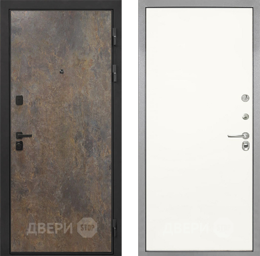 Входная металлическая Дверь Интекрон (INTECRON) Профит Black Гранж Гладкая Слоновая кость в Электрогорске