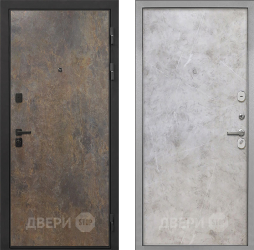 Входная металлическая Дверь Интекрон (INTECRON) Профит Black Гранж Гладкая Мрамор светлый в Электрогорске