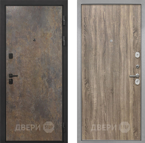 Входная металлическая Дверь Интекрон (INTECRON) Профит Black Гранж Гладкая Дуб турин в Электрогорске