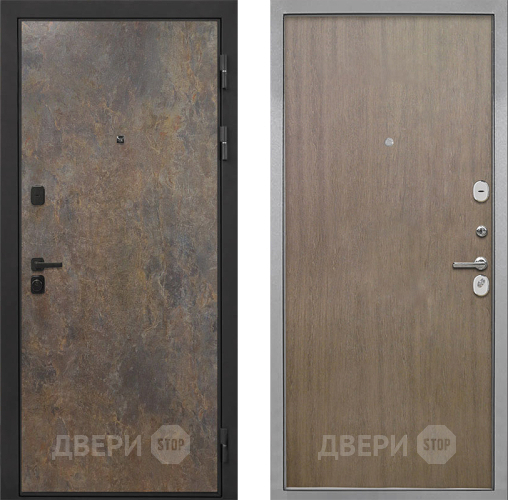 Входная металлическая Дверь Интекрон (INTECRON) Профит Black Гранж Гладкая шпон Венге коричневый в Электрогорске