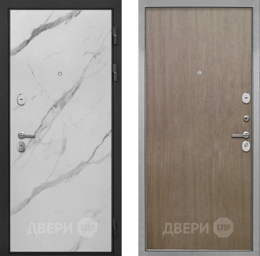 Входная металлическая Дверь Интекрон (INTECRON) Гектор Мрамор Арктик Гладкая шпон Венге коричневый в Электрогорске