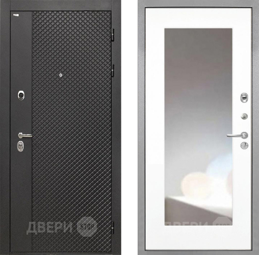 Входная металлическая Дверь Интекрон (INTECRON) Олимпия Black 4К ФЛЗ-120-М Зеркало Белый матовый в Электрогорске