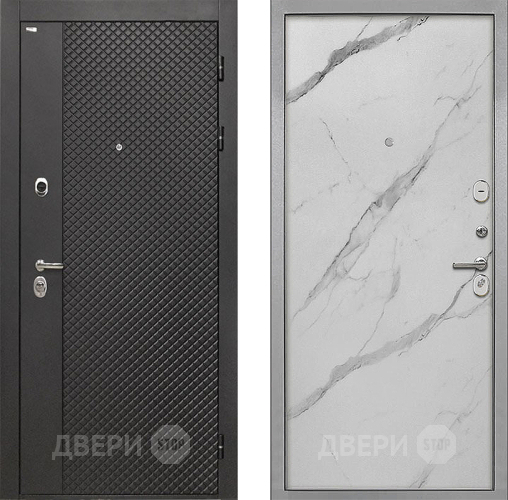 Входная металлическая Дверь Интекрон (INTECRON) Олимпия Black 4К Гладкая Мрамор натуральный арктик в Электрогорске