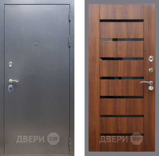 Входная металлическая Дверь Рекс (REX) 11 СБ-14 стекло черное Орех бренди в Электрогорске