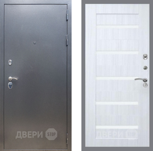 Входная металлическая Дверь Рекс (REX) 11 СБ-14 стекло белое Сандал белый в Электрогорске