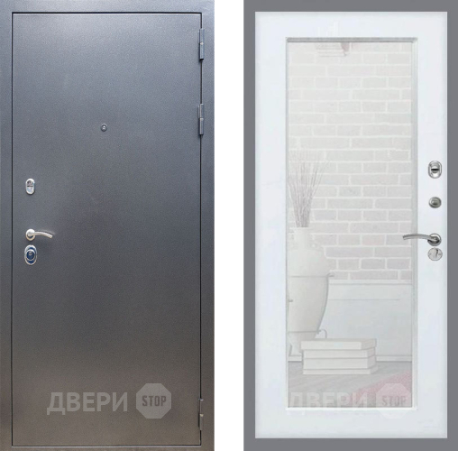 Входная металлическая Дверь Рекс (REX) 11 Зеркало Пастораль Белый ясень в Электрогорске