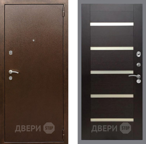 Входная металлическая Дверь Рекс (REX) 1А Медный Антик СБ-14 стекло белое венге поперечный в Электрогорске