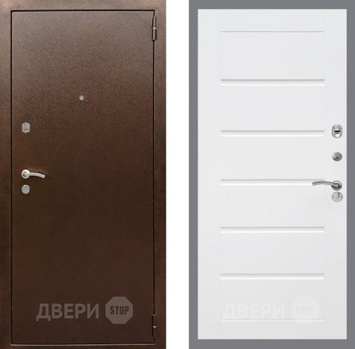 Входная металлическая Дверь Рекс (REX) 1А Медный Антик Сити Белый ясень в Электрогорске