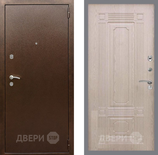 Входная металлическая Дверь Рекс (REX) 1А Медный Антик FL-2 Беленый дуб в Электрогорске