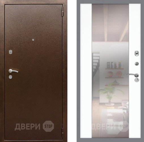 Дверь Рекс (REX) 1А Медный Антик СБ-16 Зеркало Силк Сноу в Электрогорске
