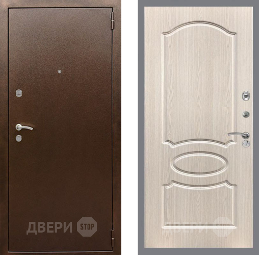 Входная металлическая Дверь Рекс (REX) 1А Медный Антик FL-128 Беленый дуб в Электрогорске