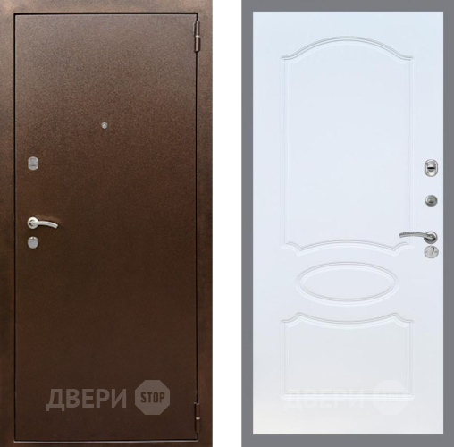 Входная металлическая Дверь Рекс (REX) 1А Медный Антик FL-128 Белый ясень в Электрогорске