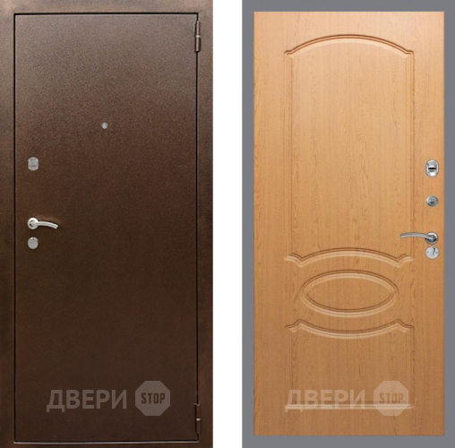 Входная металлическая Дверь Рекс (REX) 1А Медный Антик FL-128 Дуб в Электрогорске