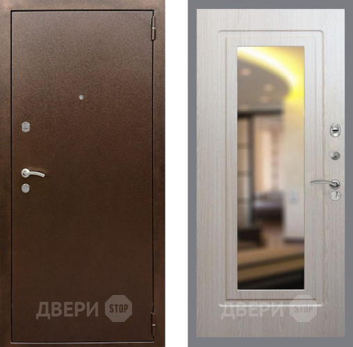 Входная металлическая Дверь Рекс (REX) 1А Медный Антик FLZ-120 Беленый дуб в Электрогорске