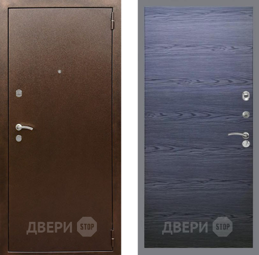 Входная металлическая Дверь Рекс (REX) 1А Медный Антик GL Дуб тангенальный черный в Электрогорске
