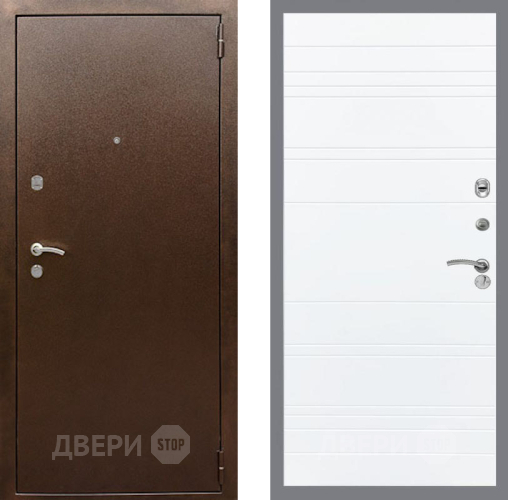 Входная металлическая Дверь Рекс (REX) 1А Медный Антик Line Силк Сноу в Электрогорске