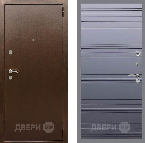 Входная металлическая Дверь Рекс (REX) 1А Медный Антик Line Силк титан в Электрогорске