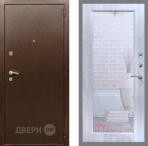 Входная металлическая Дверь Рекс (REX) 1А Медный Антик Зеркало Пастораль Сандал белый в Электрогорске