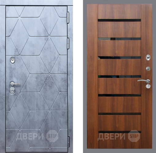 Входная металлическая Дверь Рекс (REX) 28 СБ-14 стекло черное Орех бренди в Электрогорске