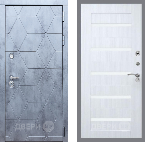 Входная металлическая Дверь Рекс (REX) 28 СБ-14 стекло белое Сандал белый в Электрогорске