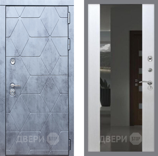 Входная металлическая Дверь Рекс (REX) 28 СБ-16 Зеркало Белый ясень в Электрогорске