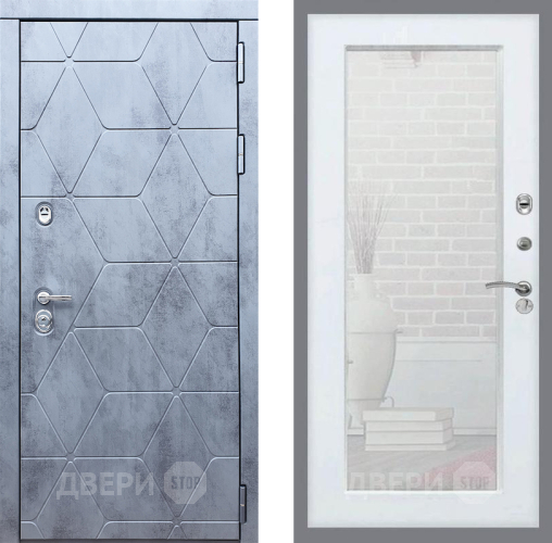 Входная металлическая Дверь Рекс (REX) 28 Зеркало Пастораль Белый ясень в Электрогорске