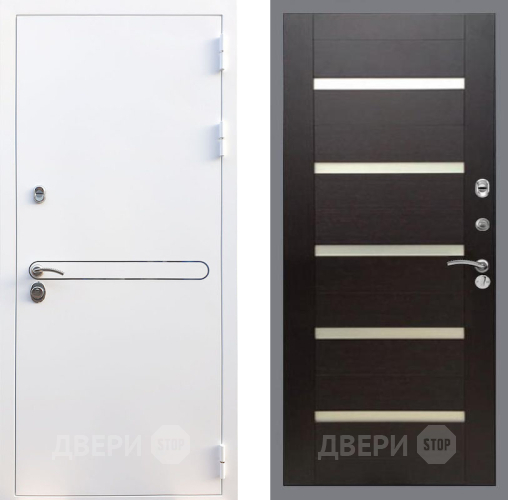 Входная металлическая Дверь Рекс (REX) 27 СБ-14 стекло белое венге поперечный в Электрогорске
