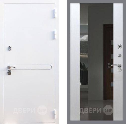Входная металлическая Дверь Рекс (REX) 27 СБ-16 Зеркало Белый ясень в Электрогорске