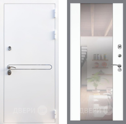 Входная металлическая Дверь Рекс (REX) 27 СБ-16 Зеркало Силк Сноу в Электрогорске