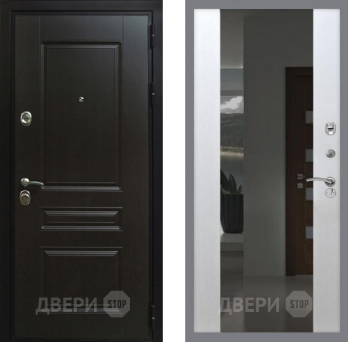 Дверь Рекс (REX) Премиум-Н СБ-16 Зеркало Белый ясень в Электрогорске