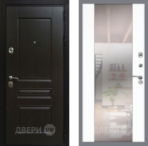 Входная металлическая Дверь Рекс (REX) Премиум-Н СБ-16 Зеркало Силк Сноу в Электрогорске