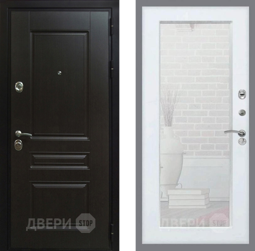 Дверь Рекс (REX) Премиум-Н Зеркало Пастораль Белый ясень в Электрогорске