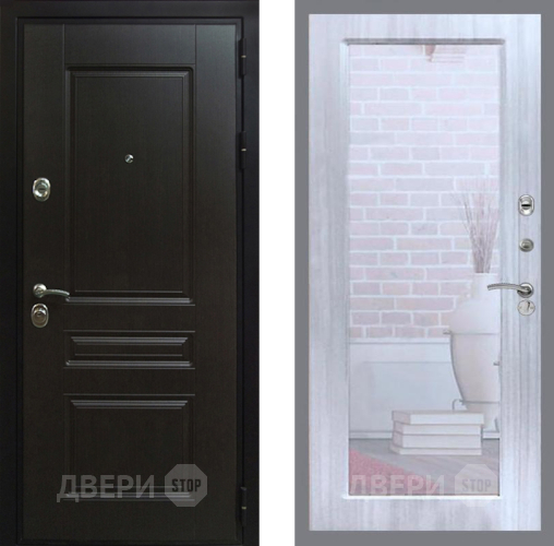 Дверь Рекс (REX) Премиум-Н Зеркало Пастораль Сандал белый в Электрогорске