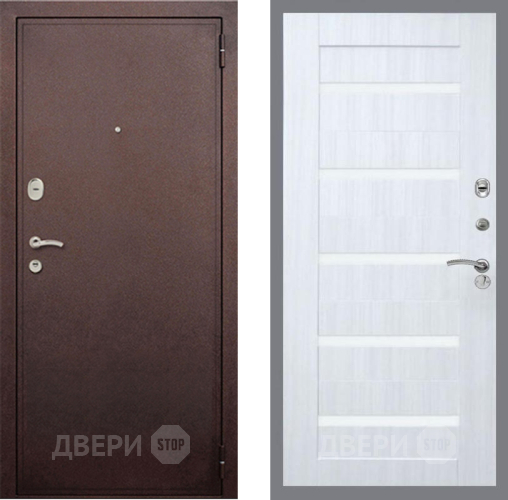 Входная металлическая Дверь Рекс (REX) 2 Медный Антик СБ-14 стекло белое Сандал белый в Электрогорске