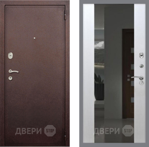 Дверь Рекс (REX) 2 Медный Антик СБ-16 Зеркало Белый ясень в Электрогорске