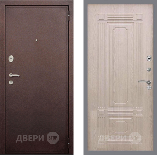 Входная металлическая Дверь Рекс (REX) 2 Медный Антик FL-2 Беленый дуб в Электрогорске